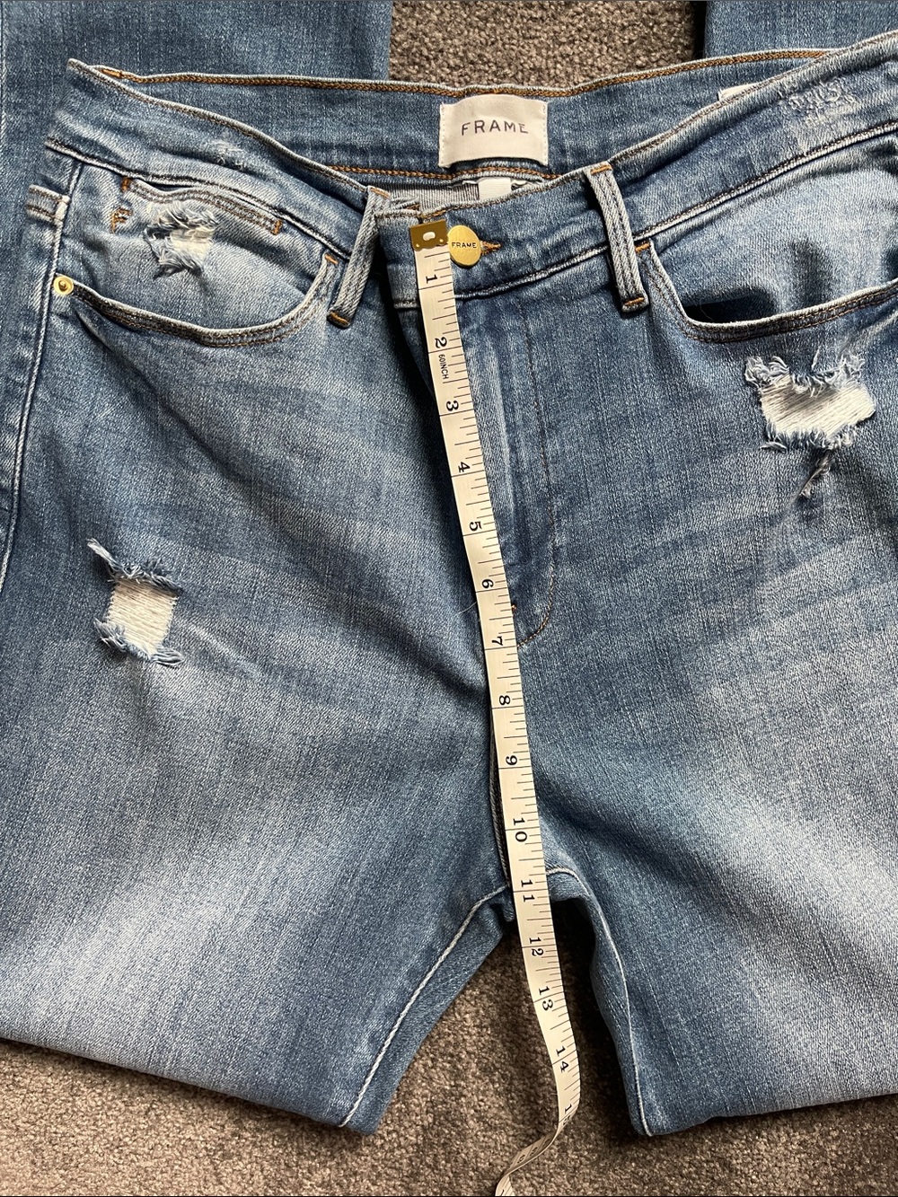 Frame Denim Le High Straight. Light Blue Distressed straight leg Jeans 31 - Picture 6 of 8